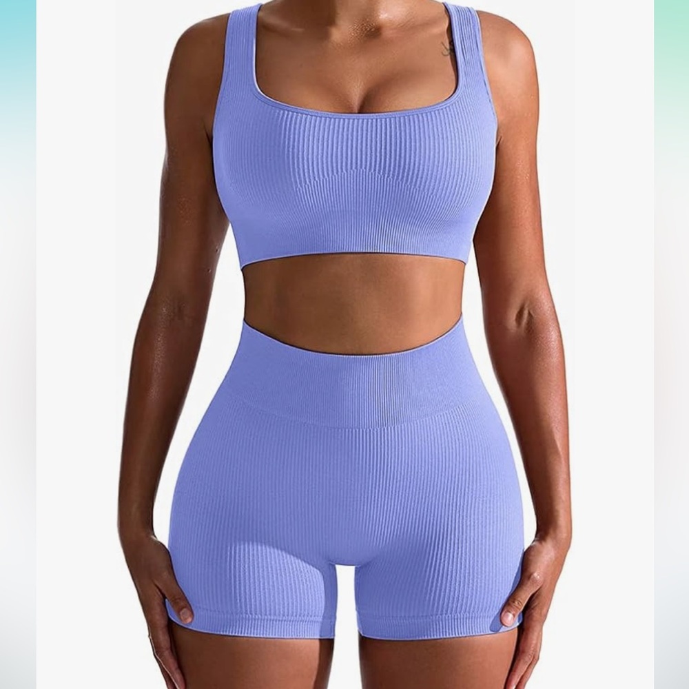 OQQ workout 2 piece seamless ribbed set